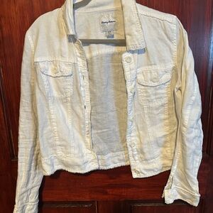 Tommy Bahama White Jean Jacket Lightweight Casual
